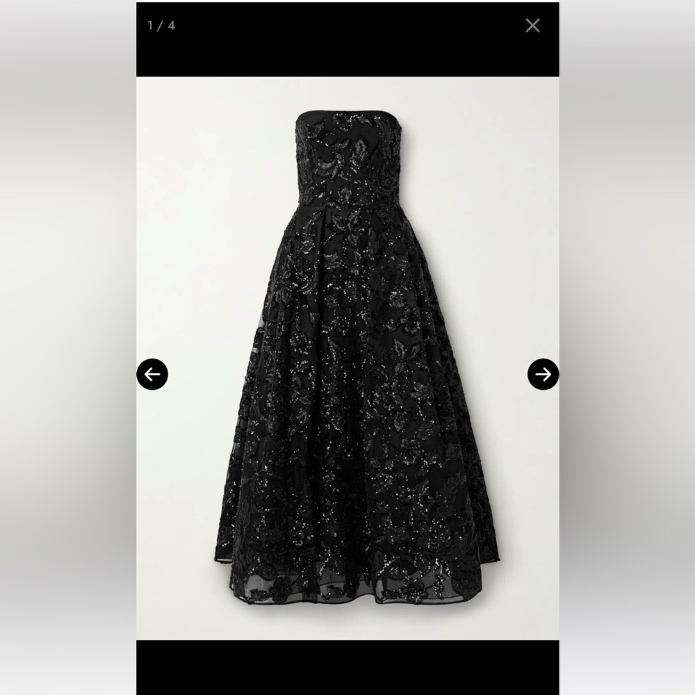 ELIE SAAB Strapless pleated appliquéd embellished tulle gown